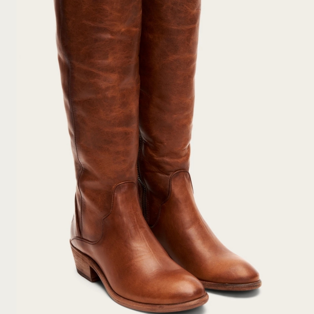Women knee high frye boots Carson piping tall
